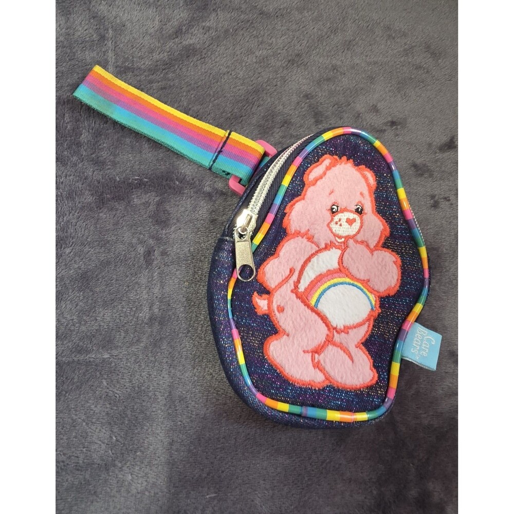 Very Rare Vintage🌈 CARE BEARS Cheer Bear Mini Plush RAINBOW ZipChange Purse EUC